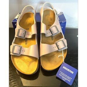 New Birkenstock Milano BS Grey Stone Coin Footbed 45 R Mens 12 Sandals New w/Box